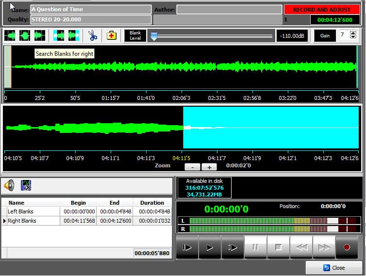AudioPLUS - Ajuste y fragmentación de audio